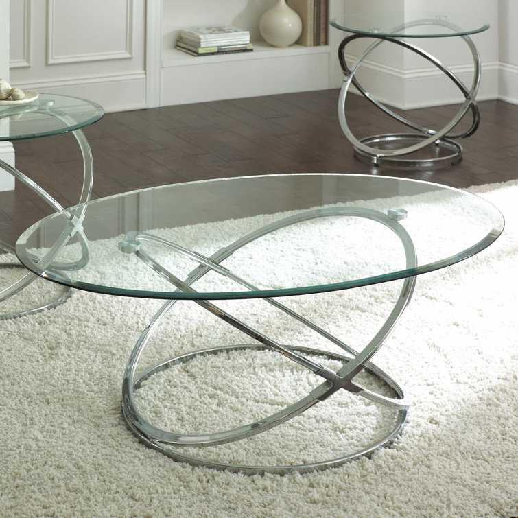Wrought Studio Fille 3 Piece Glass Top Living Room Table Set